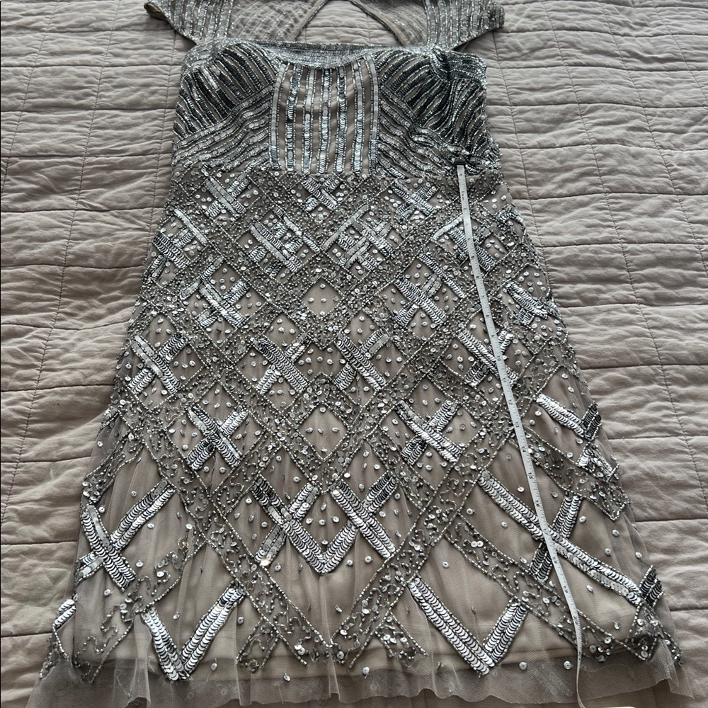 Silver Beaded Cocktail Dress - Picture 6 of 7